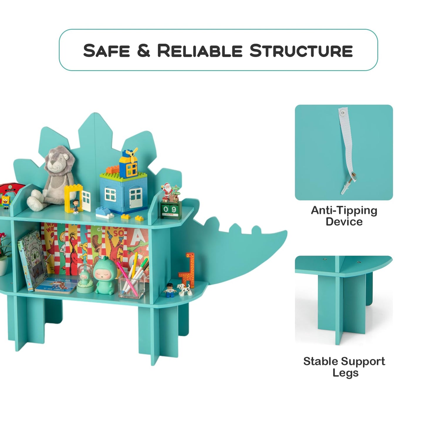 Kids Toy Storage Organizer with Anti-Toppling System for Play Room Nursery Kindergarten