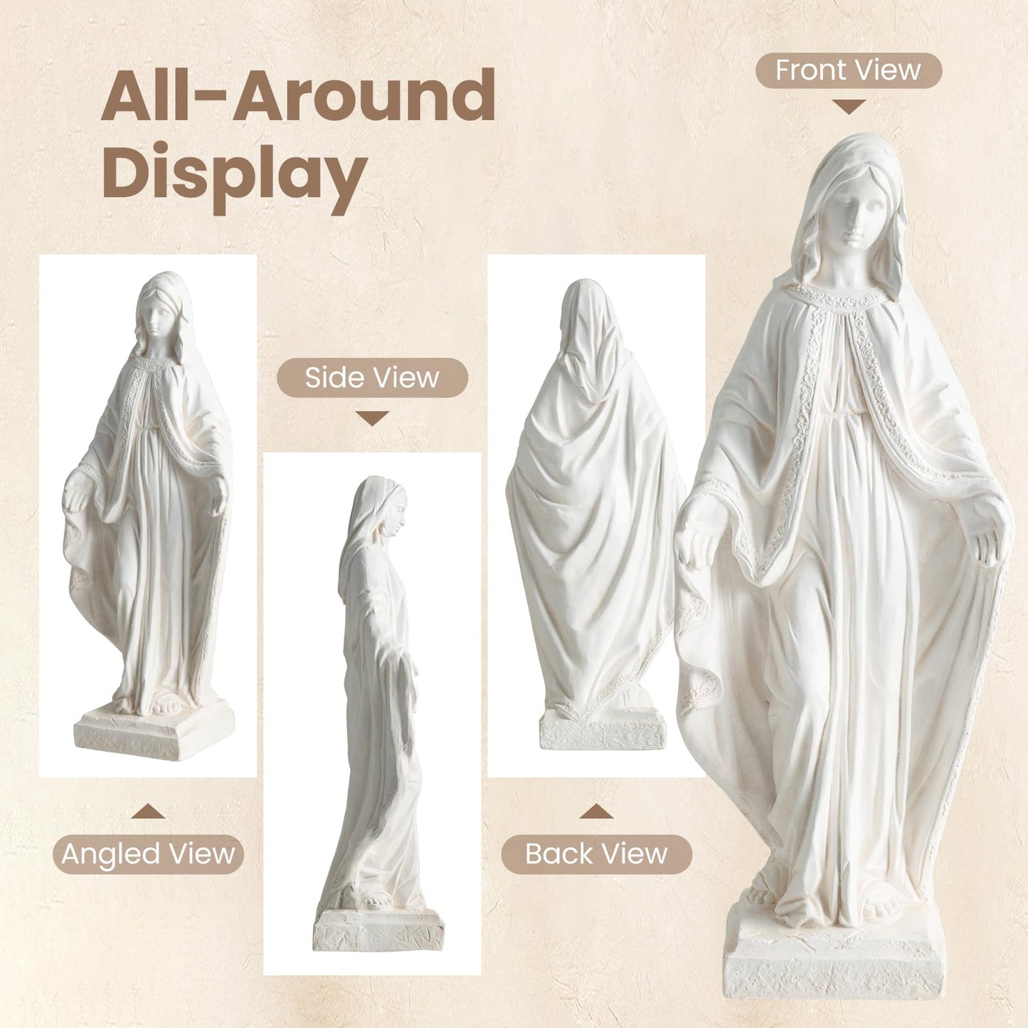 Garden Statue, Tall Virgin Mary/St. Francis Statue, Indoor Outdoor Religious Sculpture Art Decoration