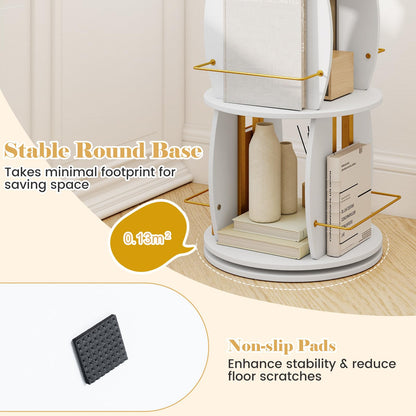 2-Tier Rotating Bookshelf Tower with Display Stands