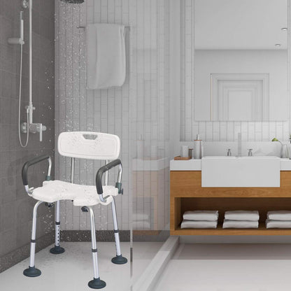 Height Adjustable Tub Shower Seat with U-Shaped Seat and Shower Buckle