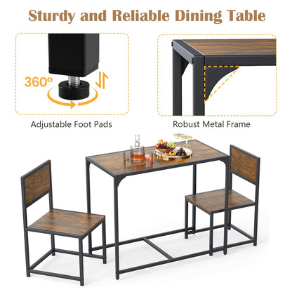 Dining Table and Chairs Set, Breakfast Table Furniture with 2 High Back Chairs