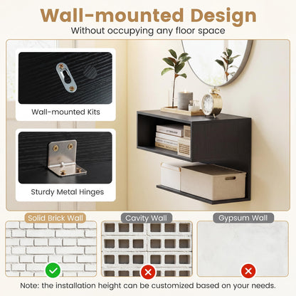 Floating Bedside Table, Wall Mounted Nightstand