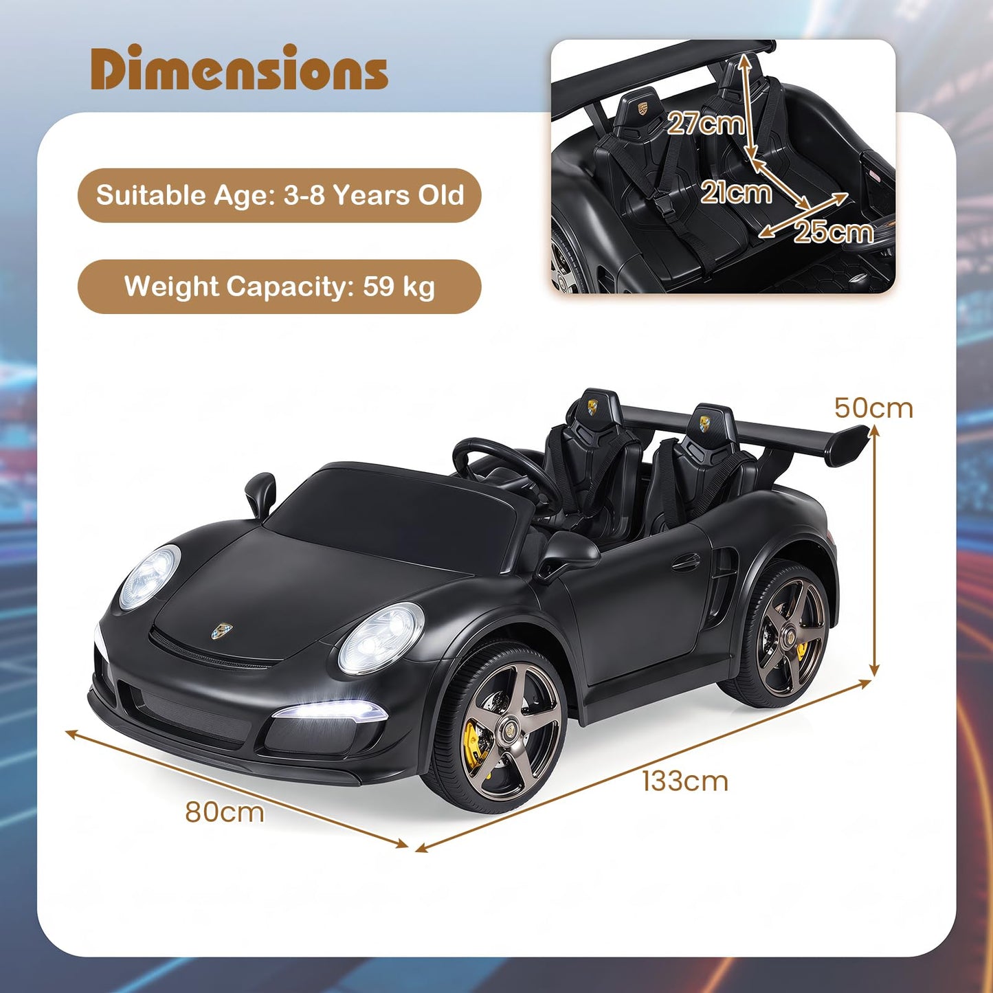 2-Seater Kids Ride on Car, 24V Battery Powered Car