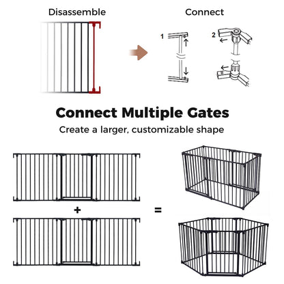 3 Panel Foldable Pet Gate, Pressure Baby Gate with One-hand Opening