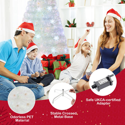 4/5/6/7 Feet Artificial Fiber Optic White Pre-lit Christmas Tree with Light