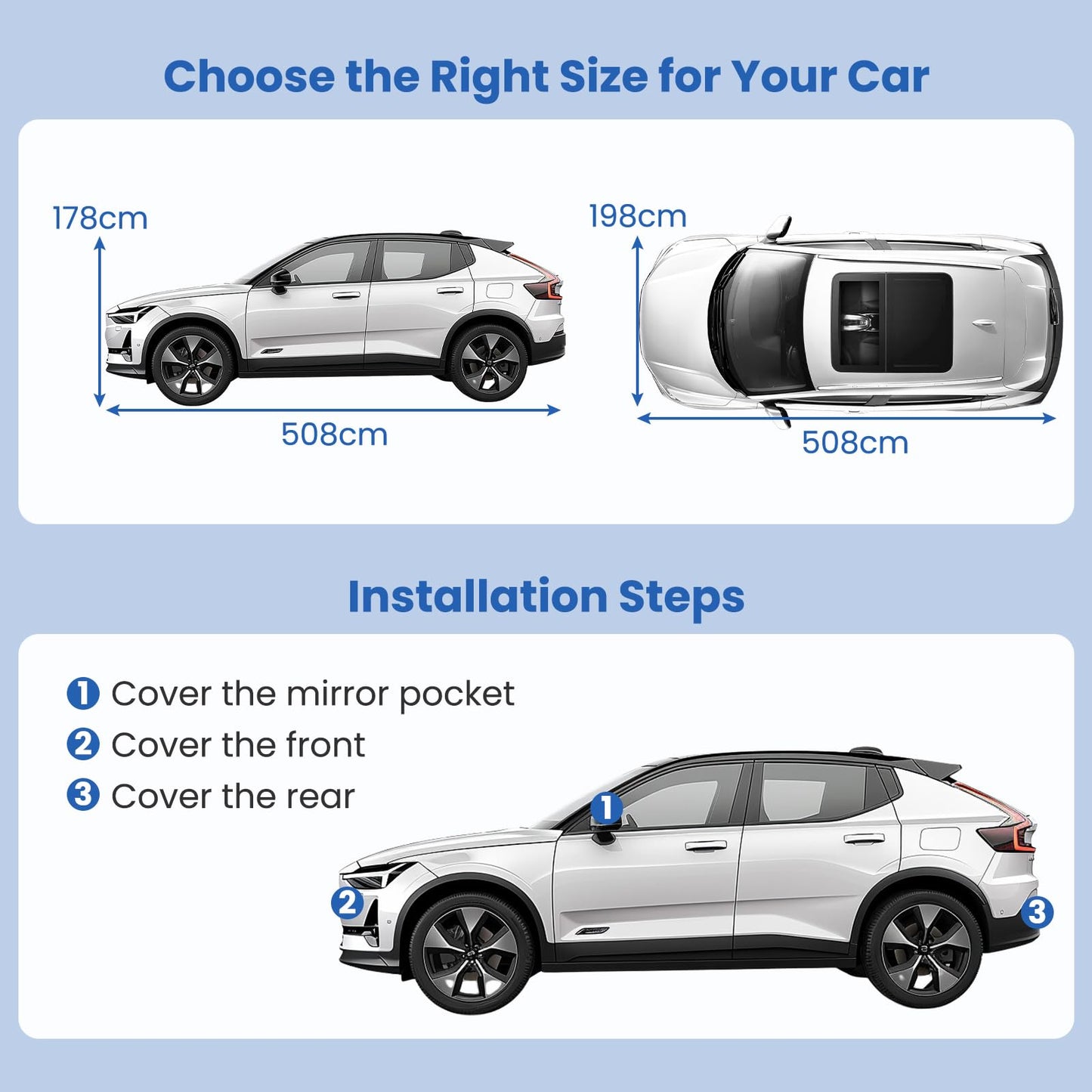 Car Cover Waterproof, All Weather Rain Snow Sun Dust UV Protection