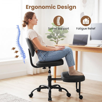 Ergonomic Cross Legged Office Chair with Wheels, Black