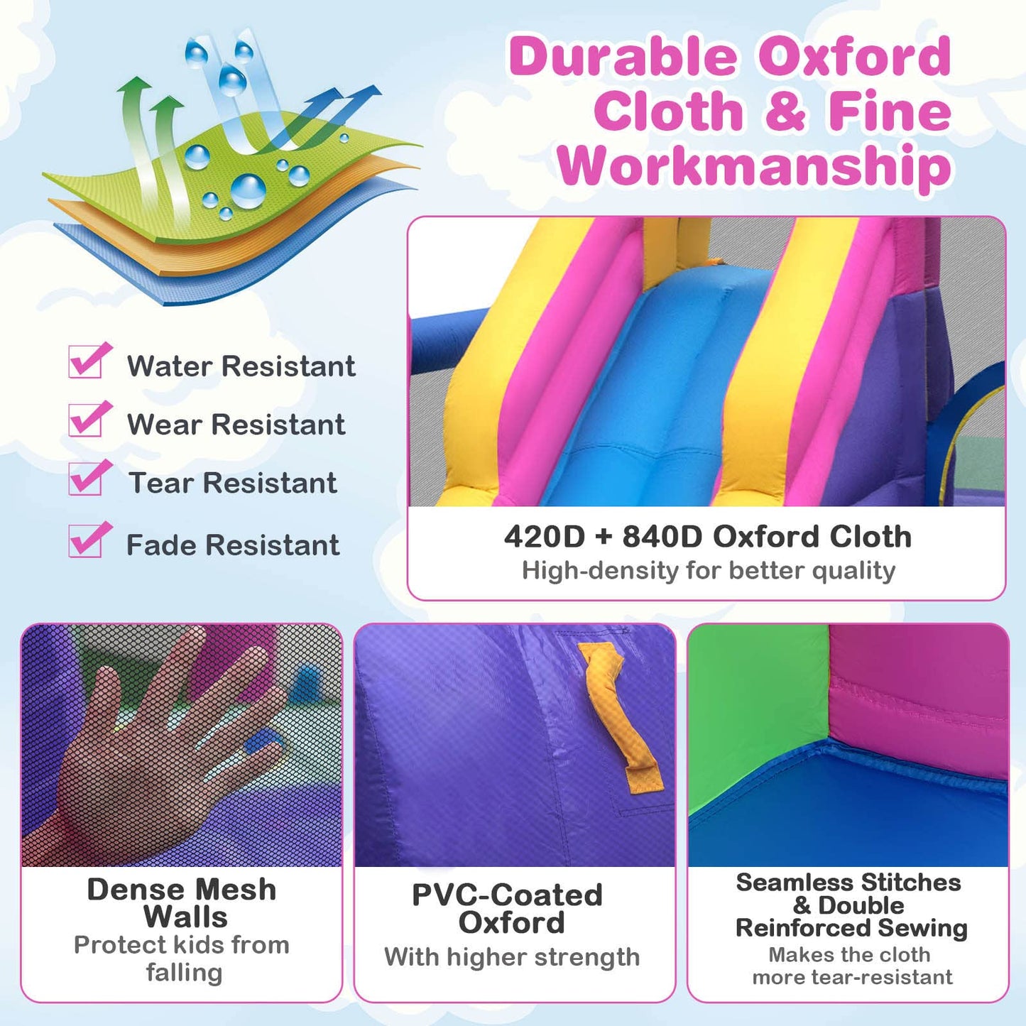 Inflatable Bouncy Castle, Kids Bounce House with 680W Blower