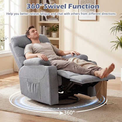 Recliner Chair with Massage and Heat Nursery Rocking Chair with 360° Swivel Function