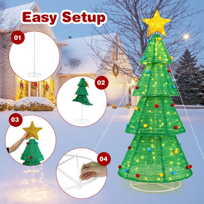 190 CM Lighted Collapsible Christmas Tree with 200 LED Warm Light