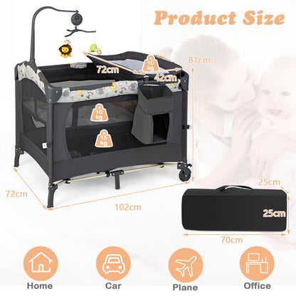 Foldable Baby Bedside Bassinet with Changing Table