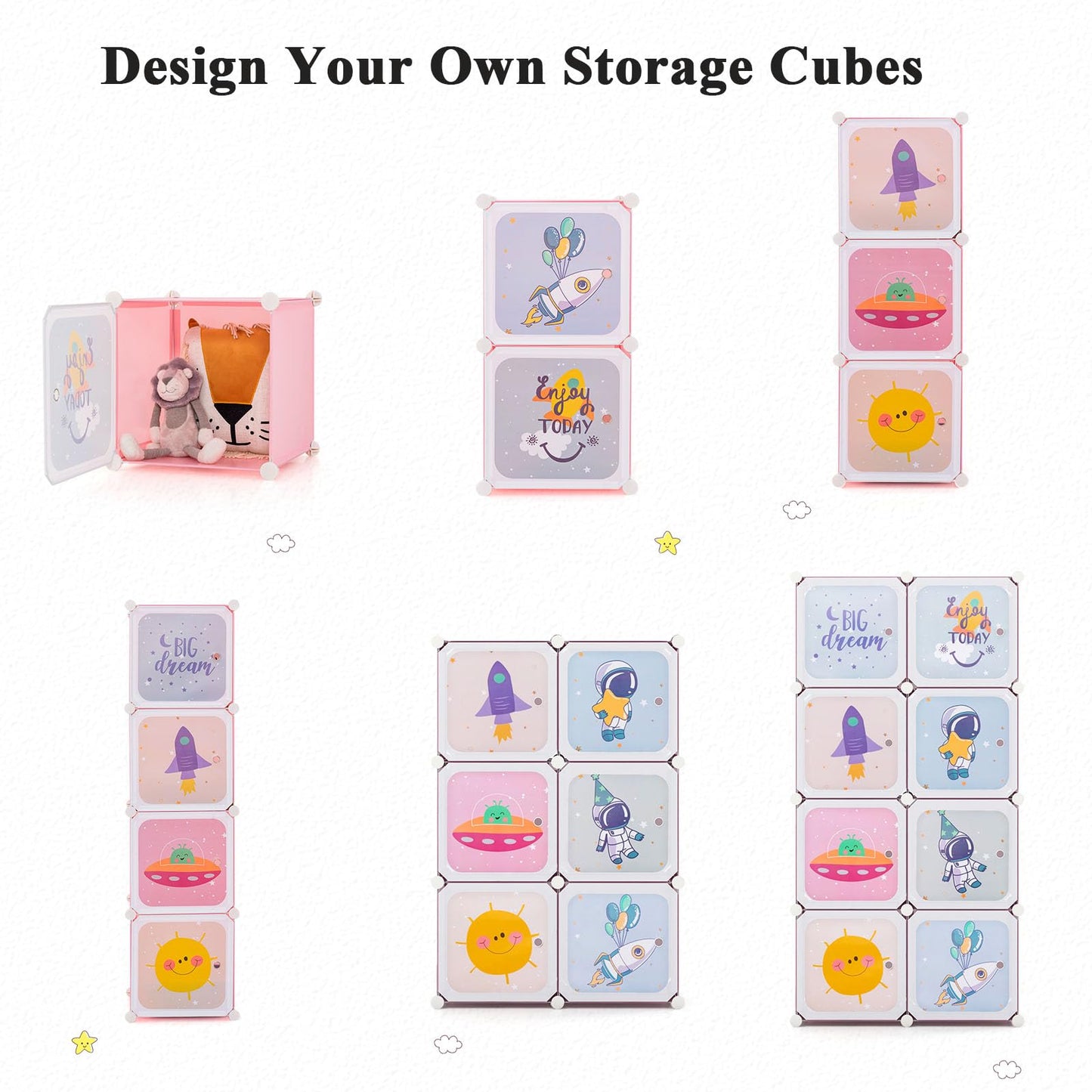 8-cube Baby Closet Organizer with Doors and Hanging Section