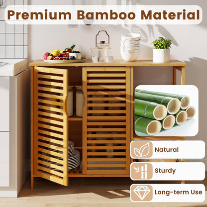 2-Door Bamboo Bathroom Cabinet with Shelves