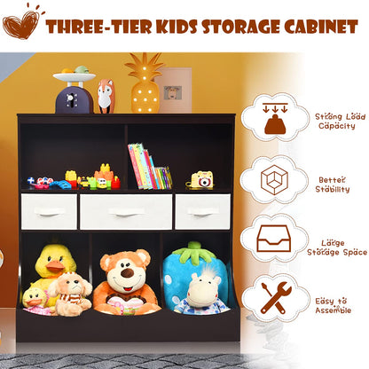 Toy Storage Organizer with 5 Open Cubes and 3 Removable Drawers