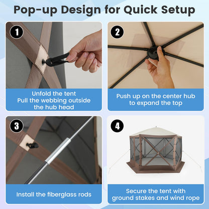 3.5 x 2.3m Pop up Camping Gazebo with Carrying Bag
