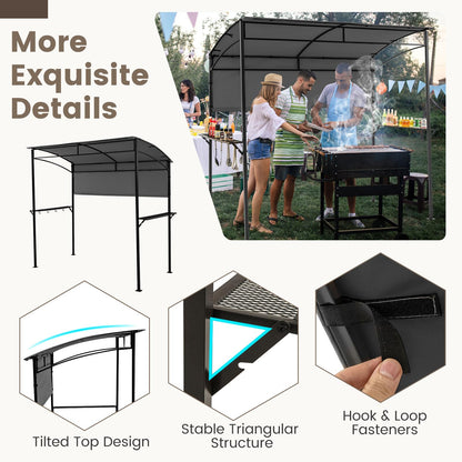 Outdoor BBQ Shelter with Serving Shelf and Storage Hooks (239 x 108cm)