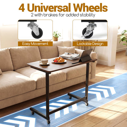 Rolling Laptop Desk Cart with Tablet Slot and Wheels