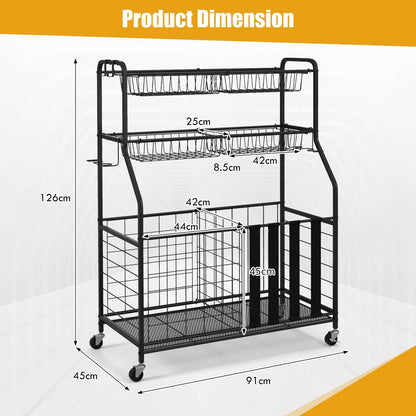 Sports Equipment Storage Rack Rolling Sports Ball Storage Cart