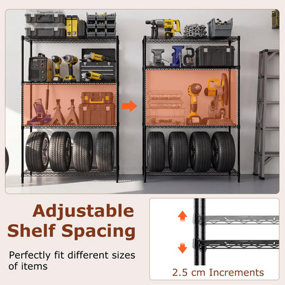 3/4/5/6-Tier Metal Shelving Unit, Adjustable Wire Storage Shelves with V-shaped Shelving Rack