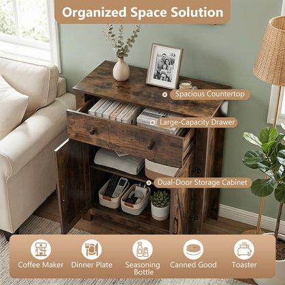 Storage Cabinet with Drawer & 2 Doors,80 x 40 x 92cm
