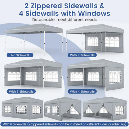 3m x 6m Pop Up Gazebo, Outdoor Garden Shelter with 6 Sidewalls and Carrying Bag