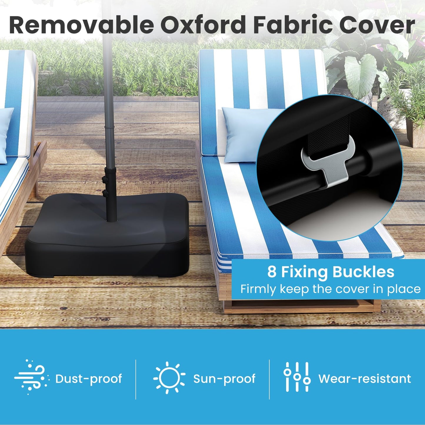 Giantex Square Parasol Base Weight Bag, 80KG Sand Fillable Umbrella Stand