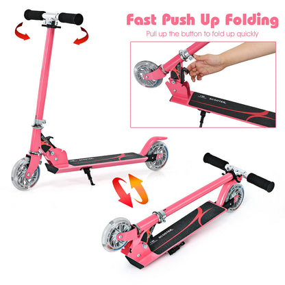 Kids Kick Scooter, Light Up LED 2 Wheeled Scooters for Ages 4 to 13 Children Girls Boys
