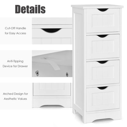 4 Drawers Bathroom Floor Cabinet with Curved Handle