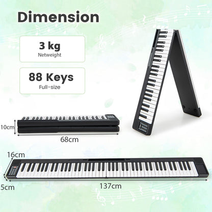 Giantex 88-Key Foldable Digital Piano Keyboard Full Size Electronic Pianos with MIDI Split Function