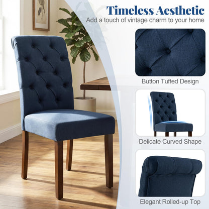 Upholstered Dining Chairs Set of 2 Button Tufted Chairs with Padded Seat and Backrest