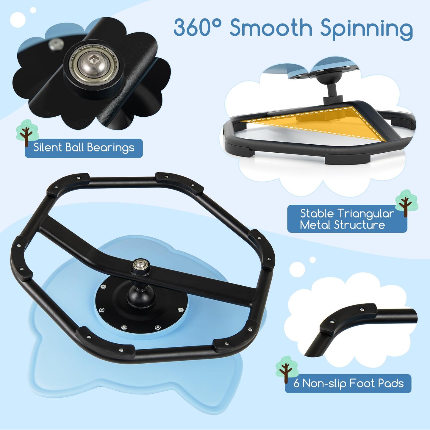 Kids Sensory Swivel Chair Elephant Petal 360° Spinning Chair