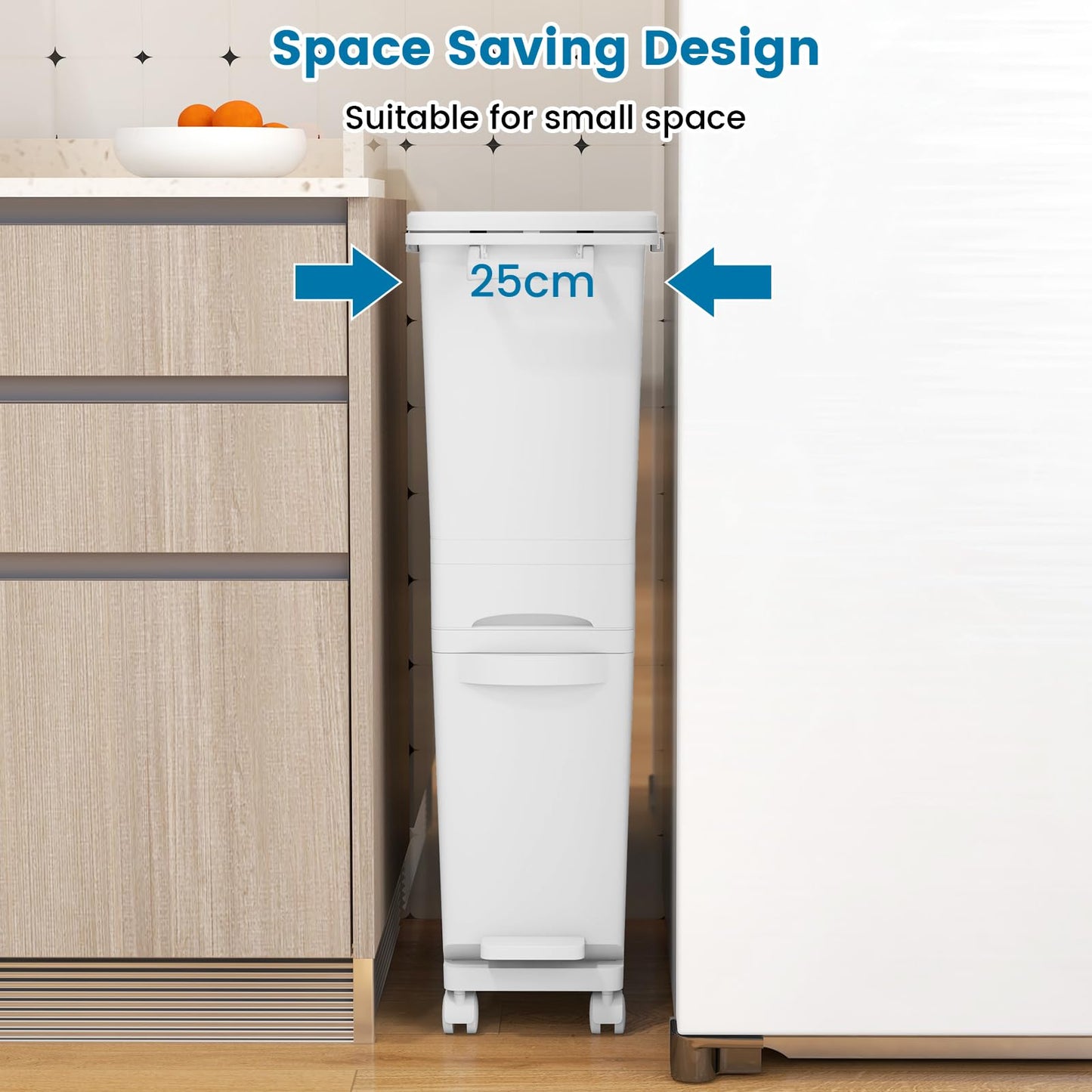 3 in 1 Recycling Bins for Kitchen Waste Separation Systerm with 3 Compartments
