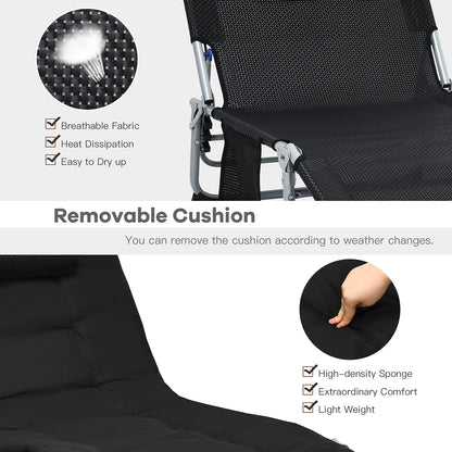 Adjustable Sun Lounger with Soft Mattress and Removable Pillow