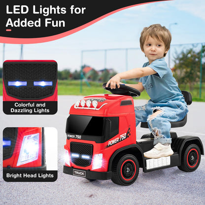 Kids Electric Ride-on Truck with Height Adjustable Seat and LED Lights