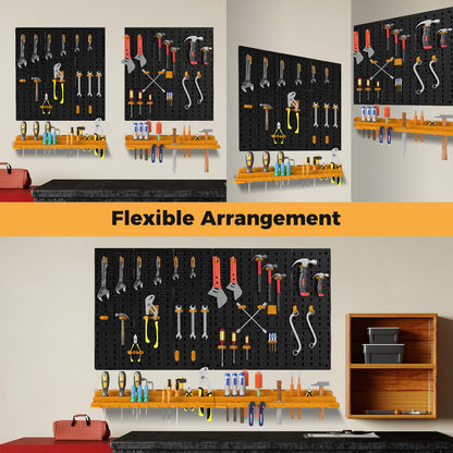 Wall Tool Storage Kit with 2 Storage Shelves and 50 Hooks