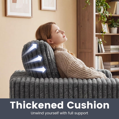 Furry Boneless Couch for Small Spaces with Removable Cover and Pillow