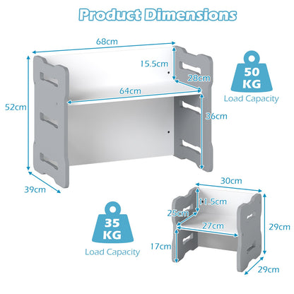 Kids Table and Chair Set 3-Piece Toddler Set with 2 Stools and Activity Table