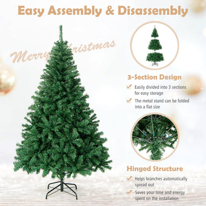 6/7.5 FT Tall Artificial Christmas Tree Hinged Xmas Tree with Lush PVC Branch Tips