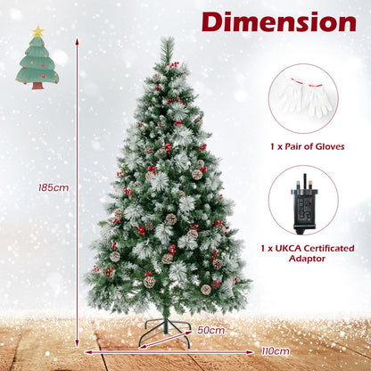 185/215cm Pre-Lit Artificial Christmas Tree with 11 Lighting Modes and 350 LED Lights