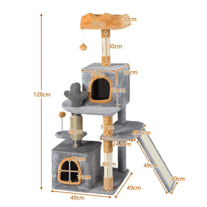 128 CM Tall Cat Tree with Sisal Scratching Posts and Ladder