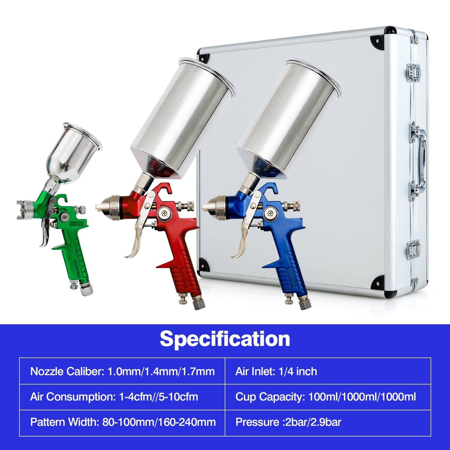 GiantexUK 3PCS HVLP Air Spray Gun Set