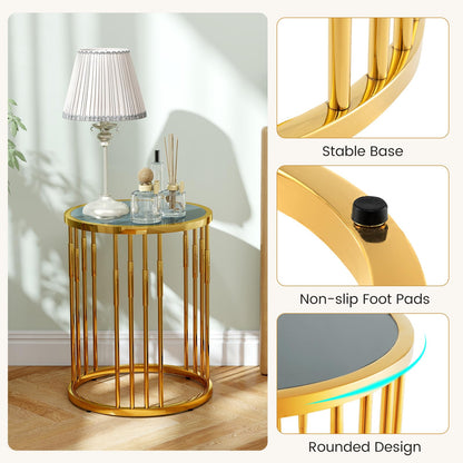 40CM Round Coffee Table Small Glass Side Table