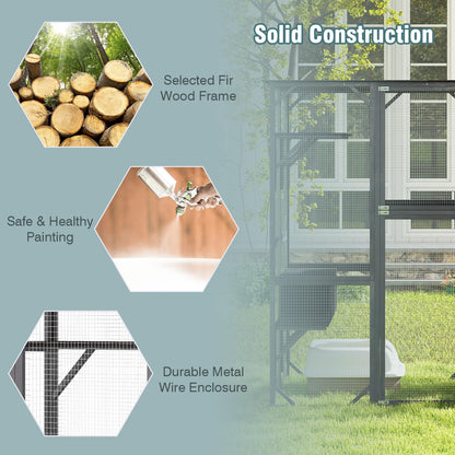 Large Outdoor Cat House with 7 Jumping Platforms