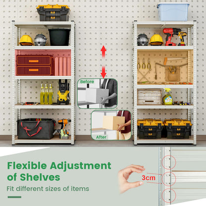 5 Tier Metal Shelving Unit with Adjustable Height for Garages