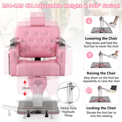 Adjustable Swivel Barber Chair with Padded Backrest