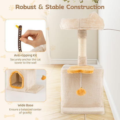 Cat Tree, Multi-Layer Cats Tower with Plush Perch, Condo