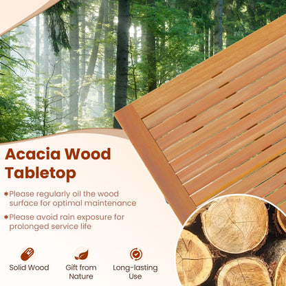 8-Seater 2m Acacia Wood Picnic Table with Slat Tabletop