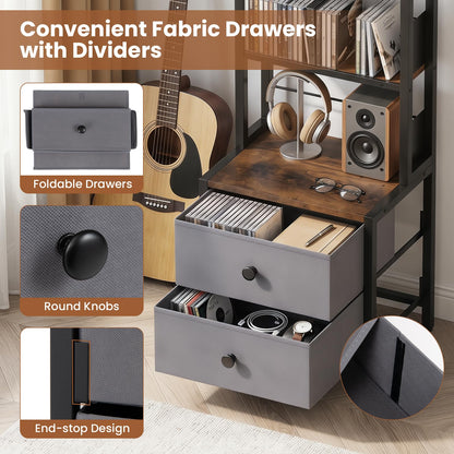 CD Storage Rack with Drawers, 5-Tier DVD Shelf Unit Vinyl Holder