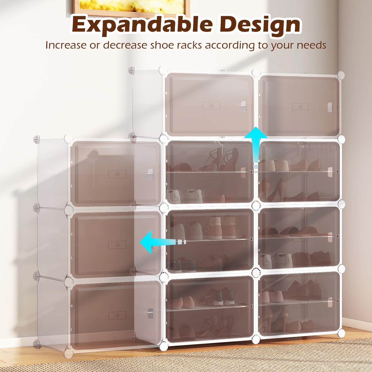 6/8/10 Tier Shoe Storage Cabinet with Removable Shelves