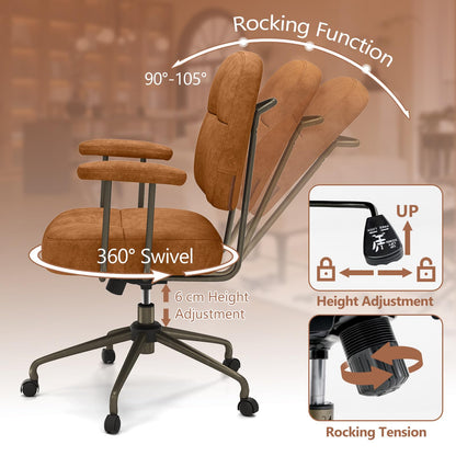 Height Adjustable Swivel Computer Desk Chair with Rocking Backrest and Armrests